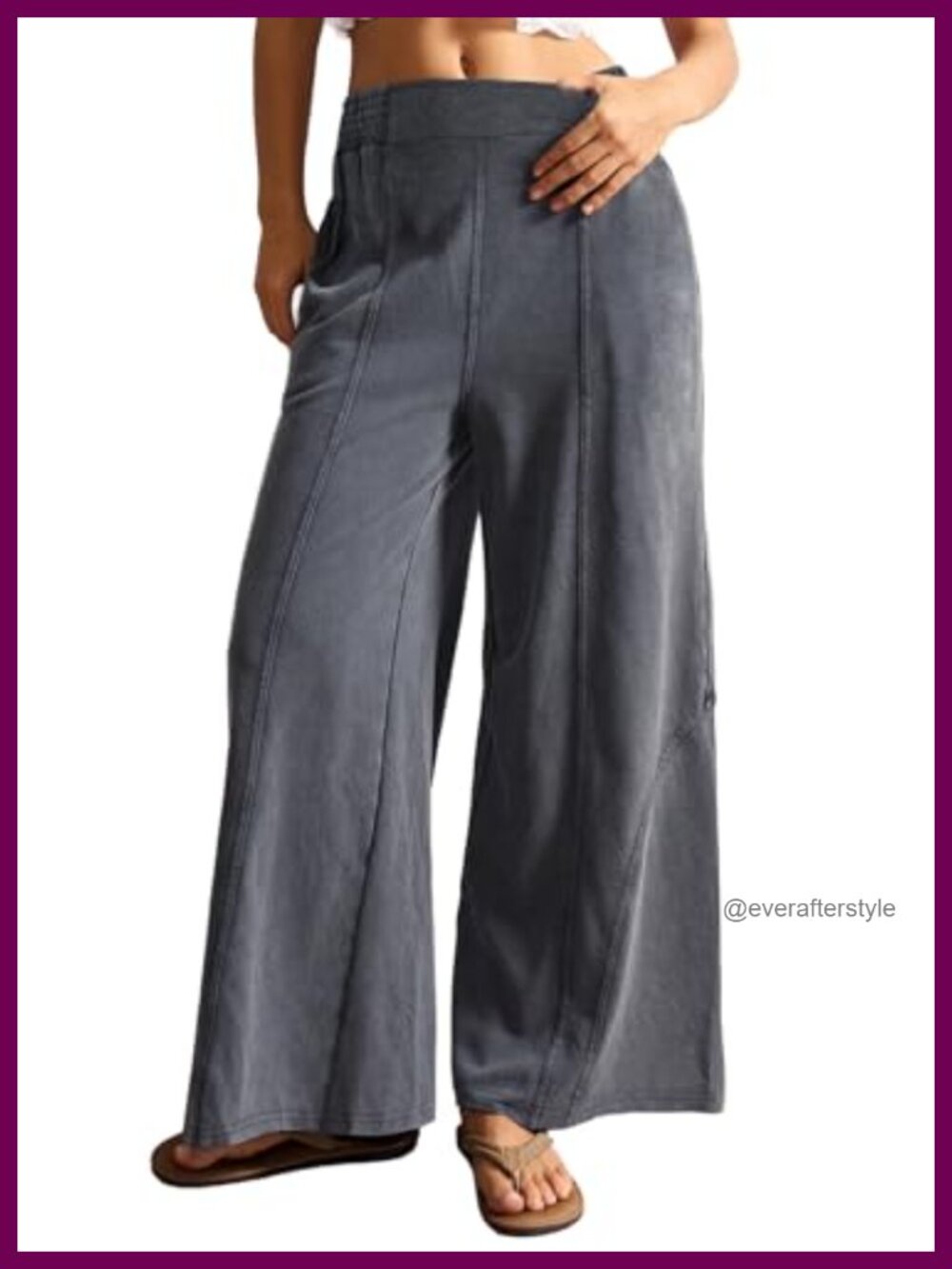 Wide Leg Baggy Palazzo Pants 100% Cotton High Waist Pull On